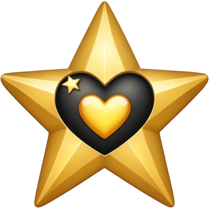 A star with a heart inside, golden and black emoji