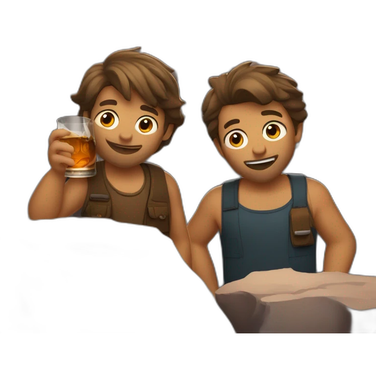 Two guys drinking whiskey in the rocks emoji