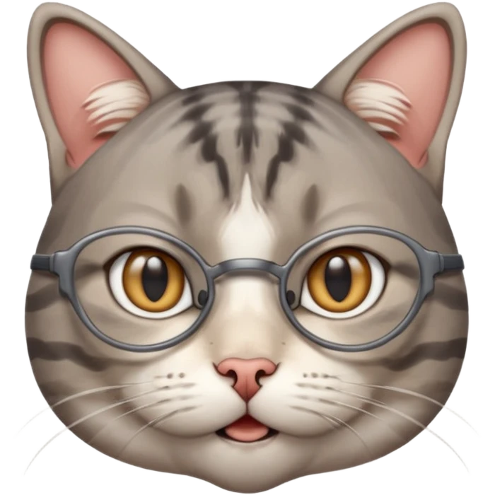 generate a nerdy, confused cat who is also in a state of panic emoji