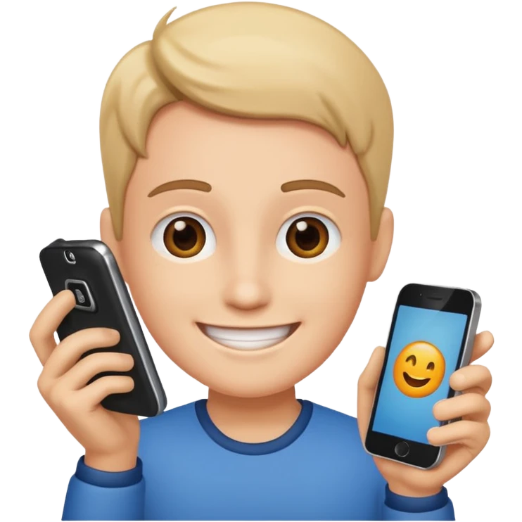 Happy holding a phone emoji