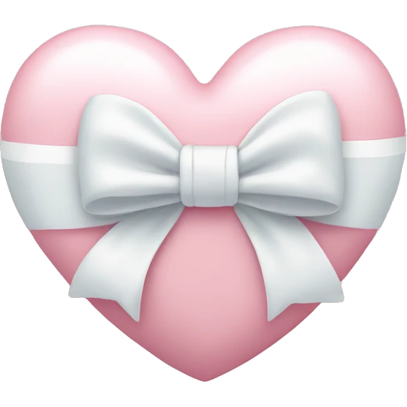 Pastel pink heart with white bow emoji
