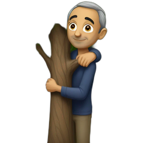 realistic eric zemmour hugging a tree emoji