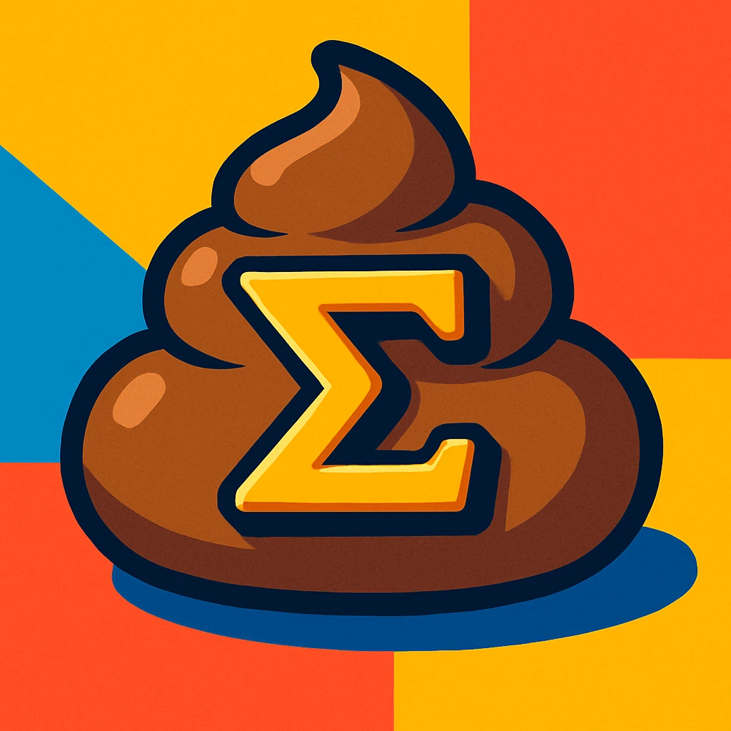 Make the sigma poop icon look more 3D with shading and depth, keeping it playful and clear. emoji