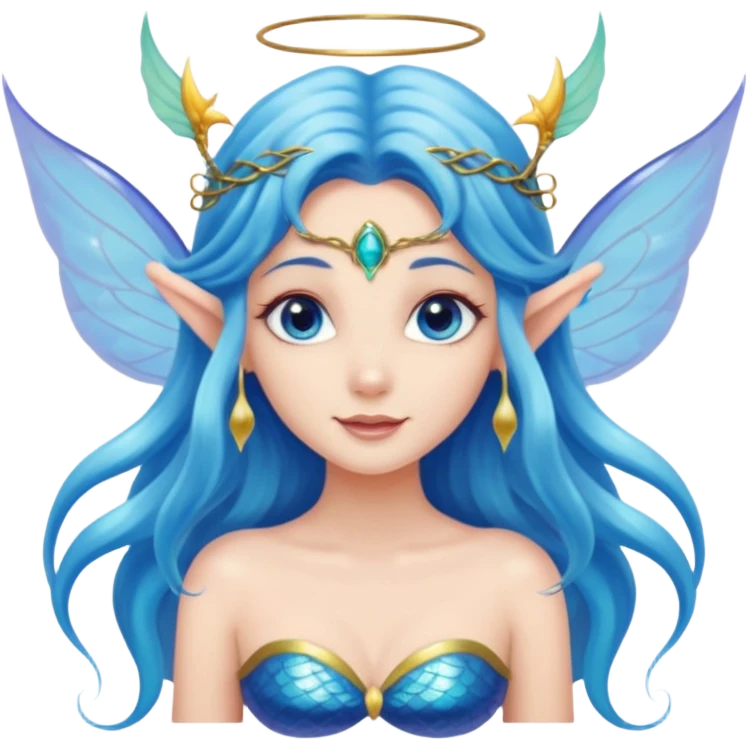 Pretty mermaid with fairy wings and elf ears emoji
