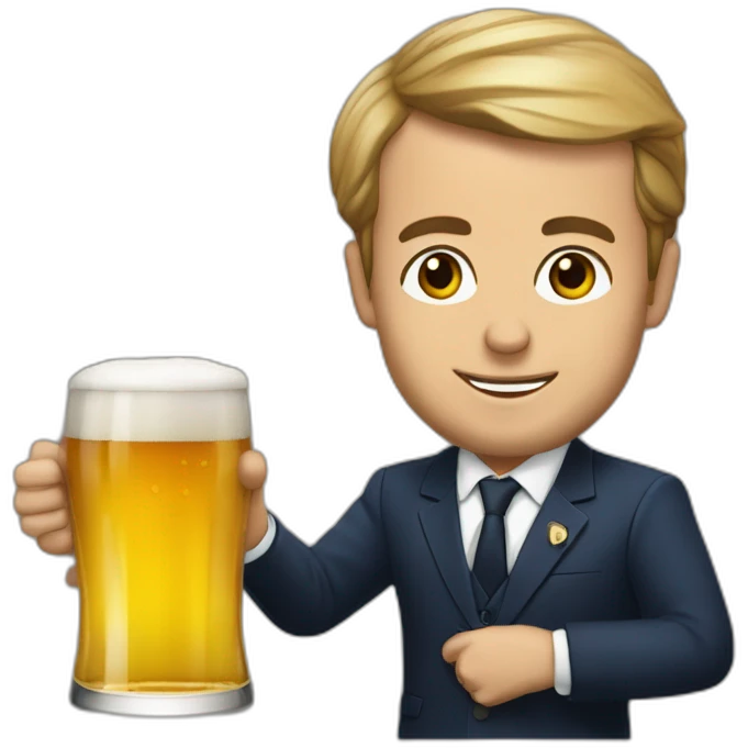 Macron tenant une bière emoji