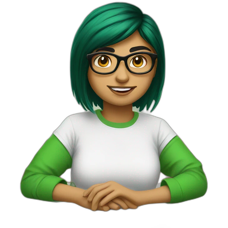 Mia Khalifa white tshirt green sleeves emoji