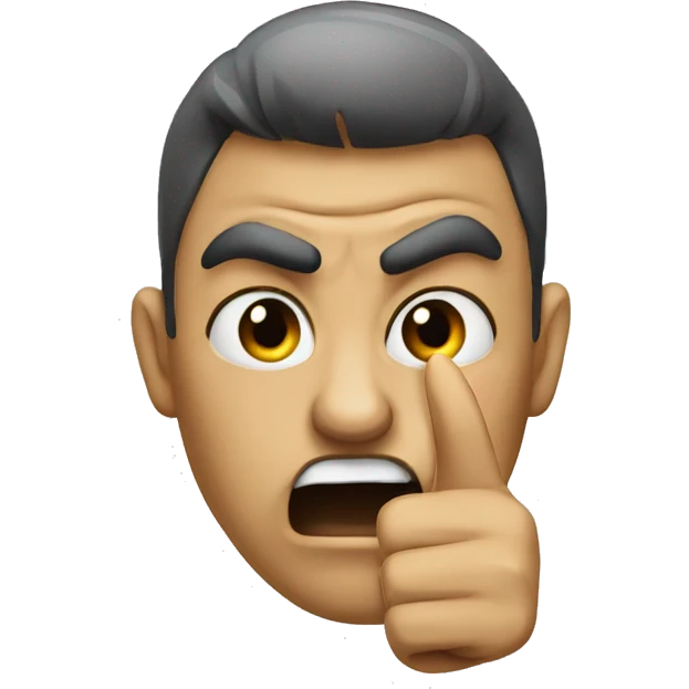 Pointing at you with angry face emoji