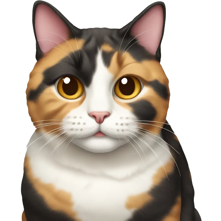 Realistic Fat calico cat with sundae emoji