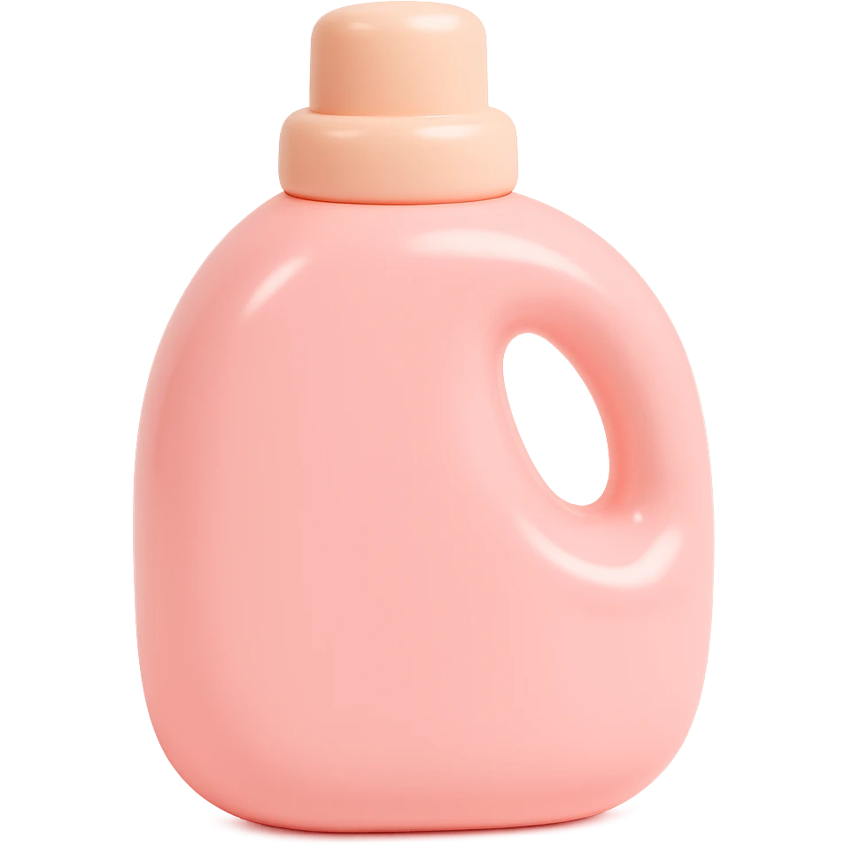 Show a close-up of the vinyl figure style detergent bottle, emphasizing the glossy vinyl texture and playful details emoji