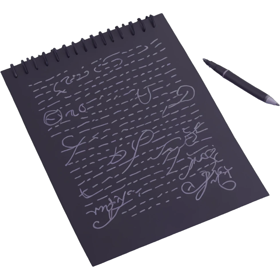A hand furiously scribbling on a piece of paper with a pen or pencil. The paper is messy with random lines and doodles emoji