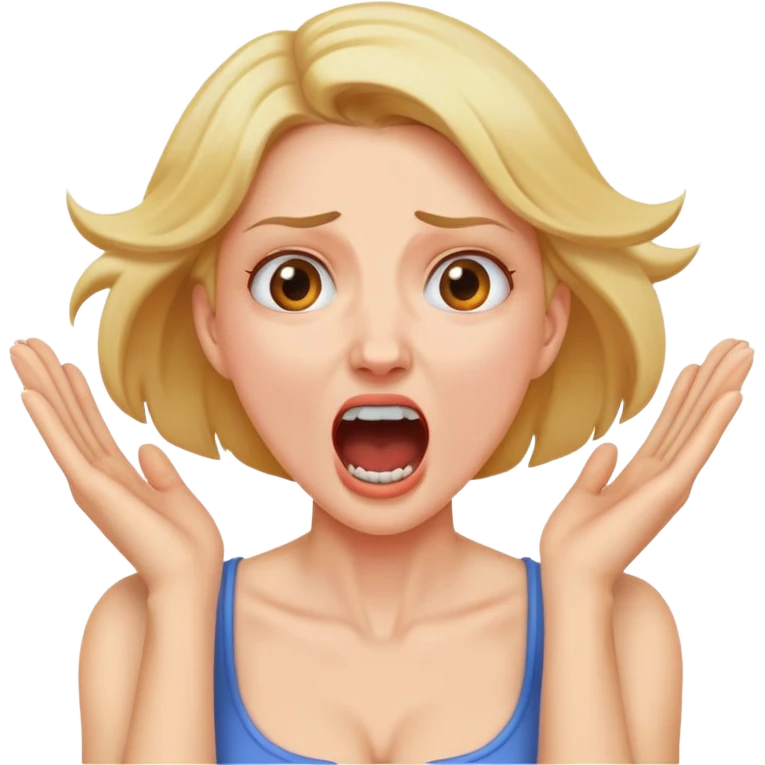Woman with hands grabbing neck screaming  emoji