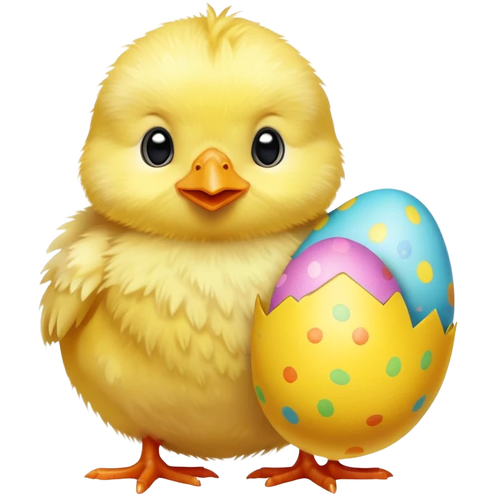 Baby chick and Easter eggs emoji