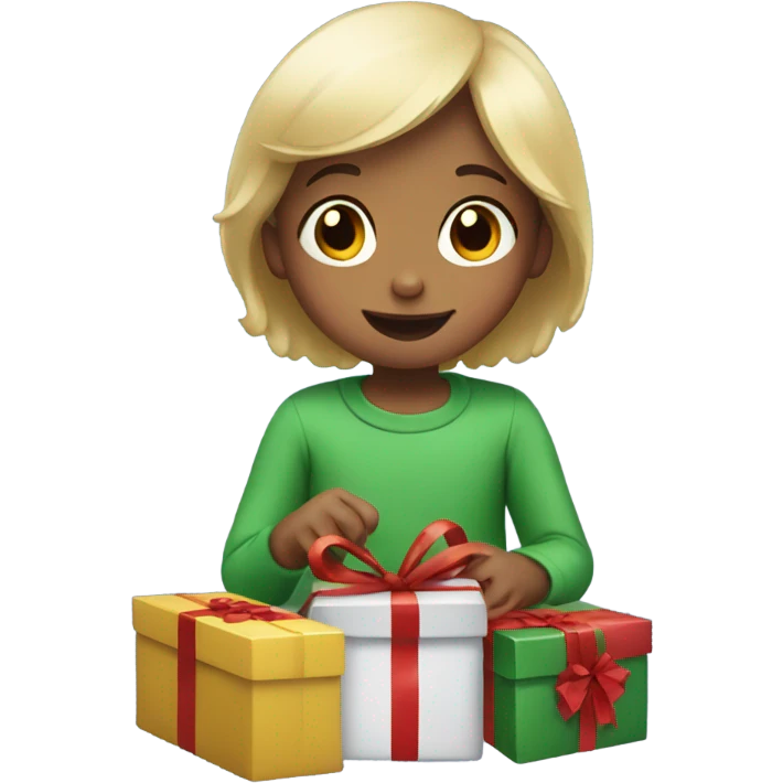 Small young child opening christmas presents  emoji