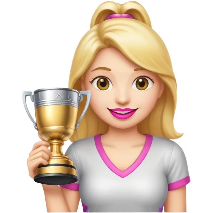happy emoji with pink lip gloss holding a Stanley cup emoji