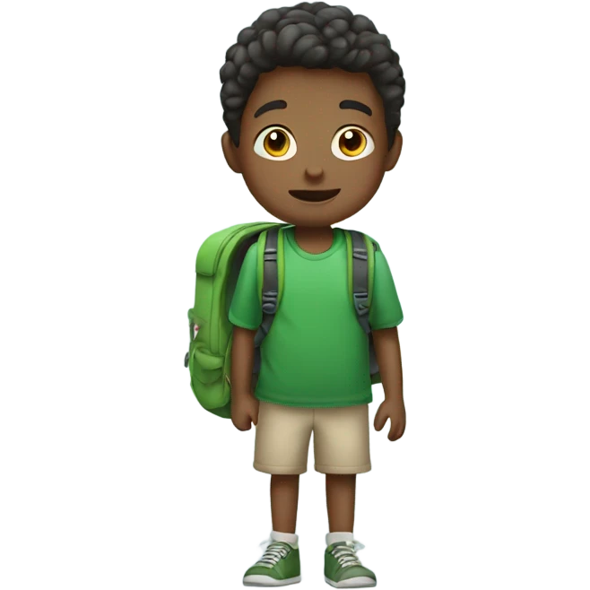 boy with backpack and green shirt emoji