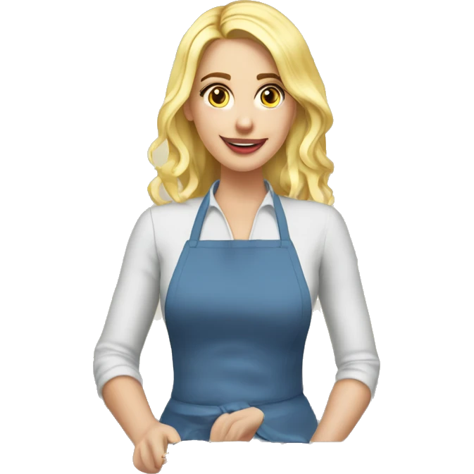 Beautiful blonde baking Christmas cookies ￼ emoji