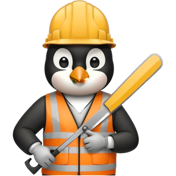 Penguin Construction Worker with saw emoji