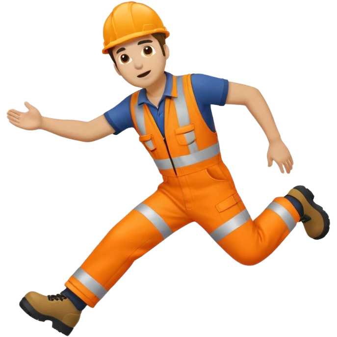 engineer hi-vis orange overalls falling over emoji
