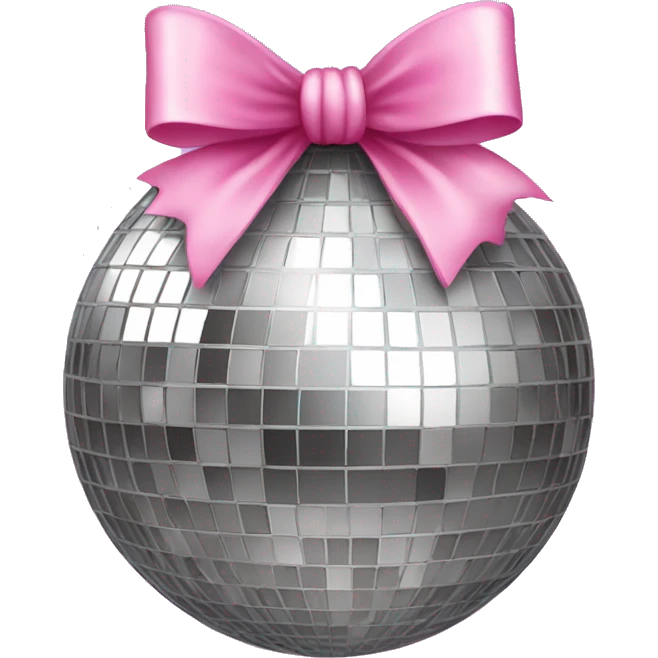 A disco ball with a pink bow on top emoji