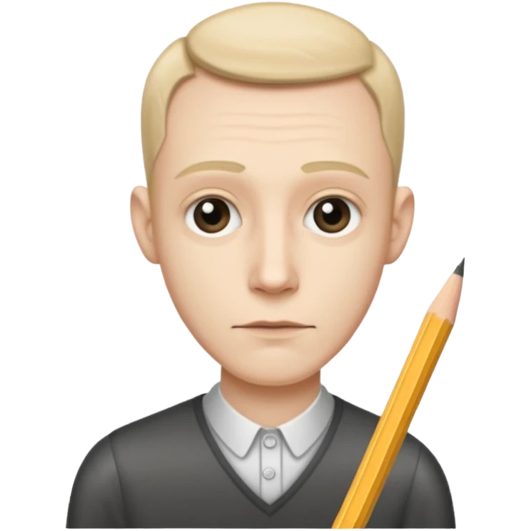 a very thin man next to a pencil emoji