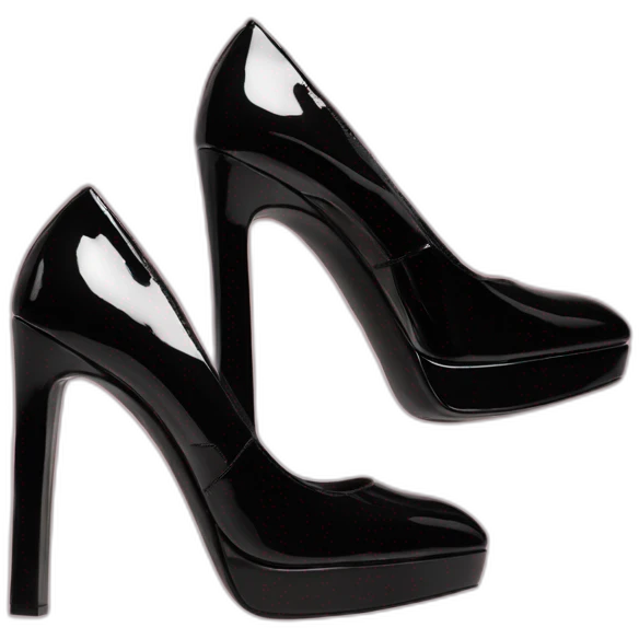 One view back Black Patent Leather Daffodile Platform Heels emoji