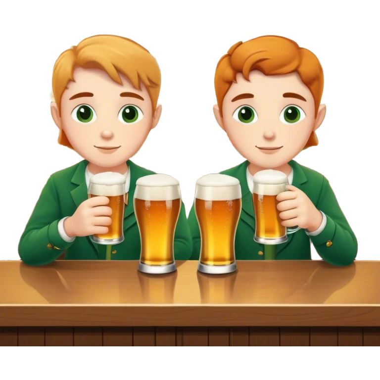 Irish twins sitting at a bar drinking beer emoji