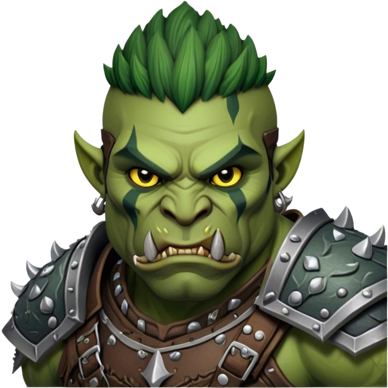 Cinematic Realistic WoW Orc Warrior Portrait, depicted with battle-scarred, rugged green skin and a powerful, muscular build that radiates primal strength. Clad in intricately detailed tribal armor accented with dark leather and iron embellishments in deep, earthy tones, his fierce eyes and determined expression exude honorable might. Rendered with lifelike texture and dramatic natural lighting, high shine, noble and formidable, capturing the essence of a legendary orc champion. emoji