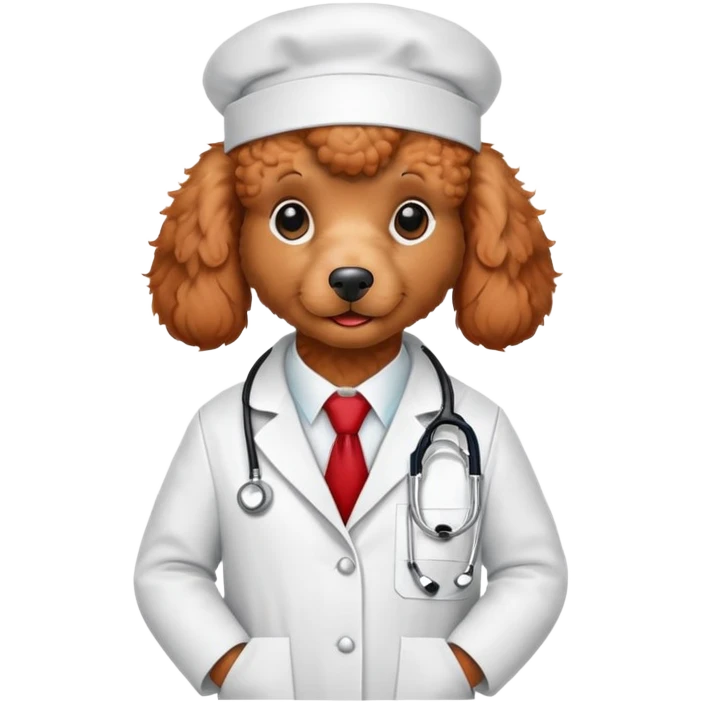Red poodle as a doctor emoji