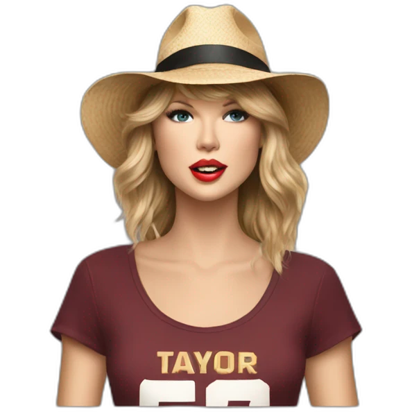 Taylor swift singing 22 with her 22 hat and shirt emoji