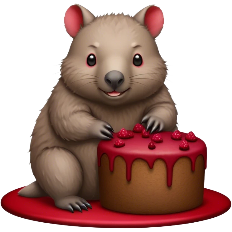 Wombat with red velvet cake emoji