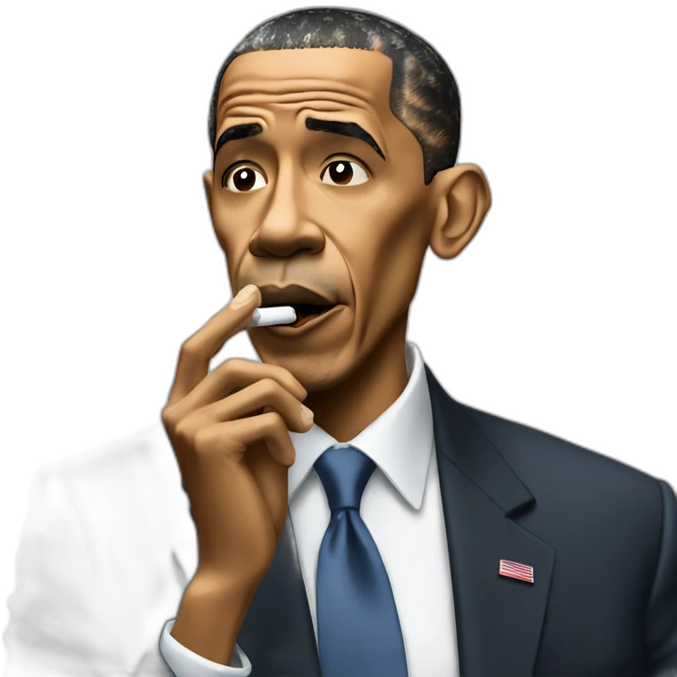 Barack Obama inhaling a ciggy emoji