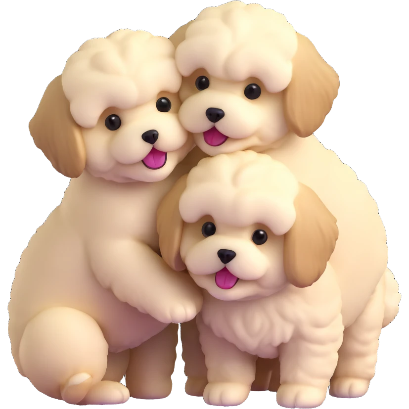 two fluffy maltipoo puppies playing together emoji