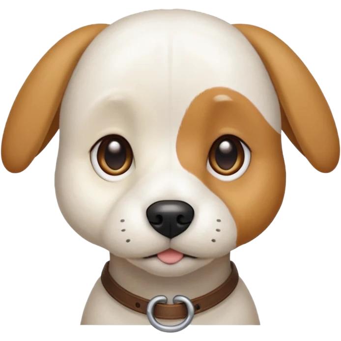 a white beagle x maltese x chi dog the size of a kelpie with light brown ears and a light brown patch on one eye emoji
