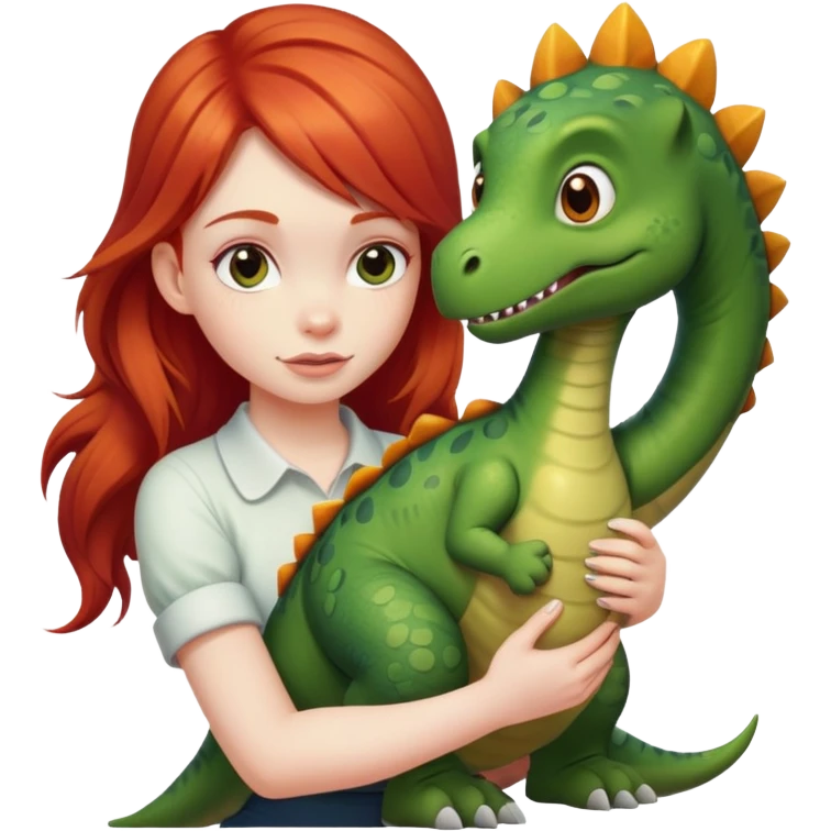 red-haired girl with a dinosaur tail and paws emoji