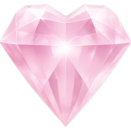 Pastel pink diamond crystal heart with emoji