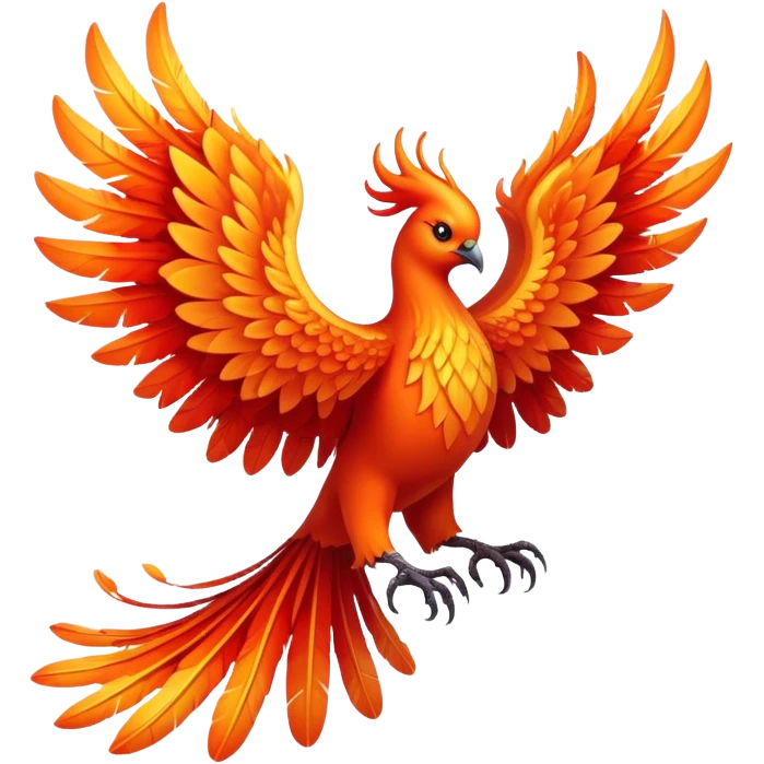 Magical phoenix bird with fire wings emoji