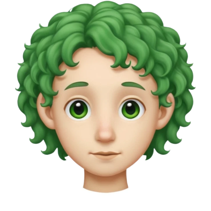 green curly  haired  big head accessory big nose mid size ear young emoji
