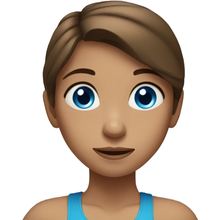 Girl lifting weights, brown hair and bright blue eyes  emoji