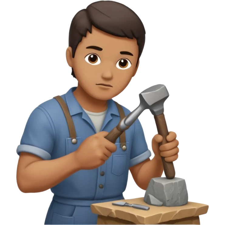 a sculptor during sculpting rock emoji