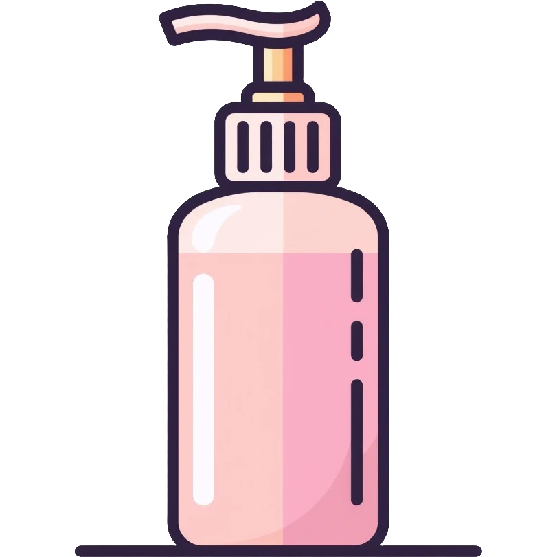Facial cleanser pump bottle, minimalist, rounded, soft pastel colors, SOS skin care emoji