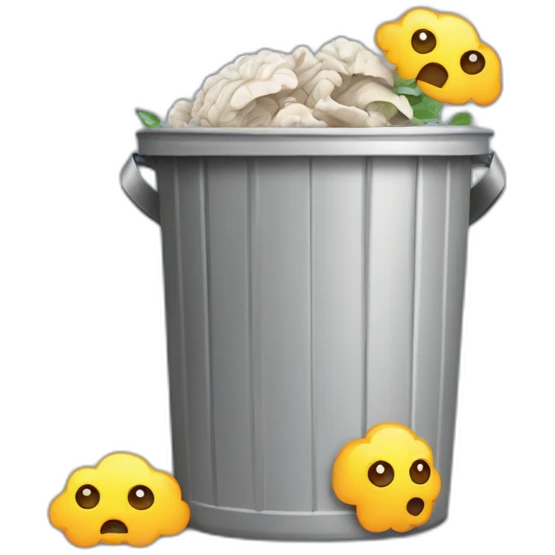 a trash can with a brain instead of a lid emoji