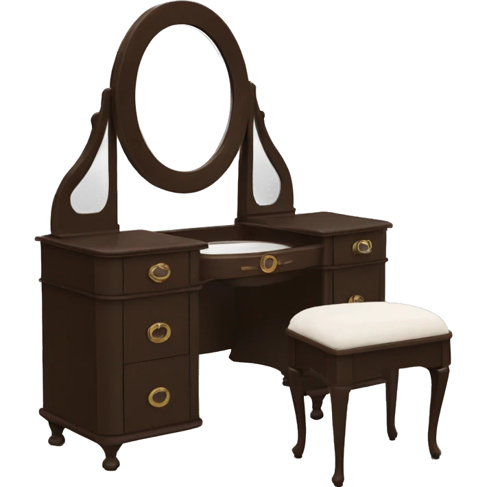 Brown elegant 1920s vintage vanity with round mirror   emoji