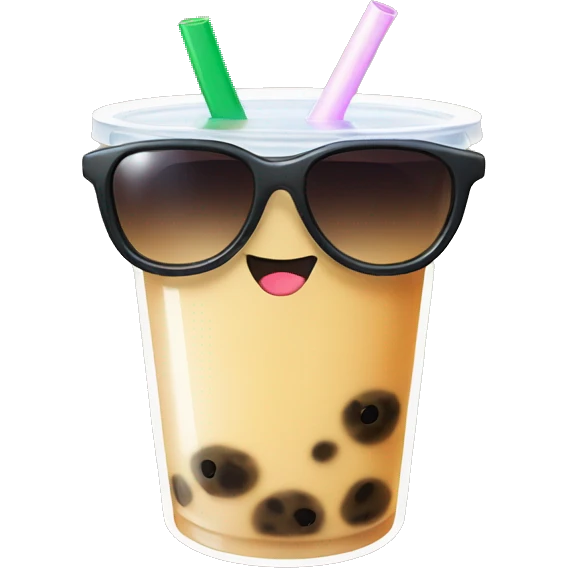 Bubble tea with sunglasses emoji