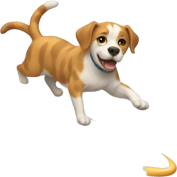 Cat surfing with dog emoji