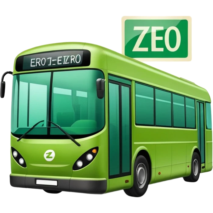 green electric bus with prominent zero euro banknote emoji
