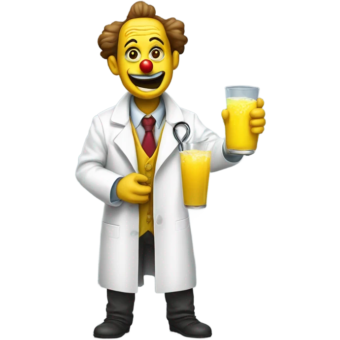 Clown doctor white coat drinking disgusting yellow drink emoji