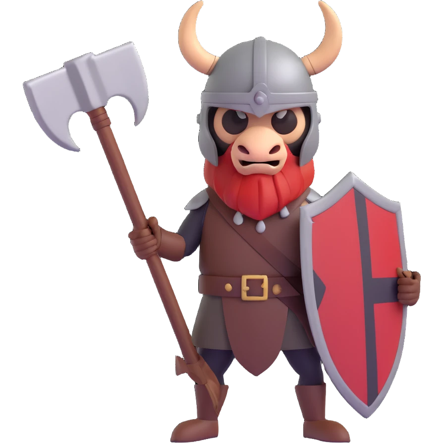 scary looking ant holding a viking axe and wearing a military helmet emoji