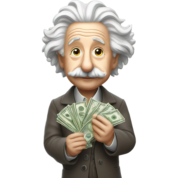 Albert Einstein holding money in his hand emoji