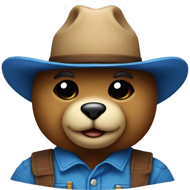 Teddy bear with a blue cowboy hat emoji