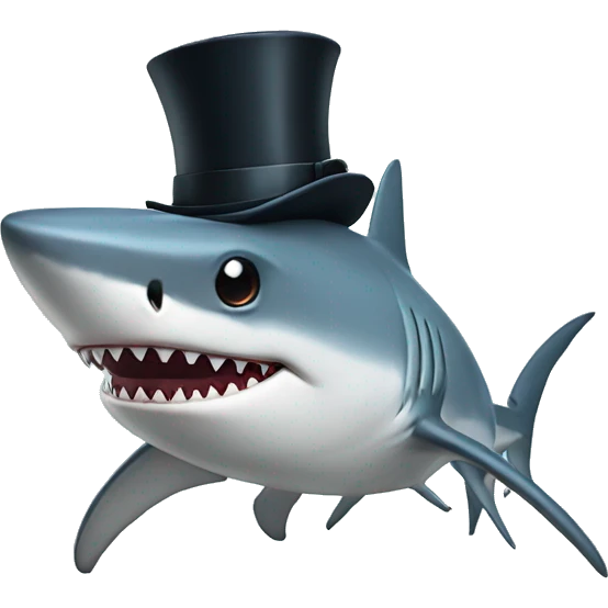 Shark with a top hat emoji
